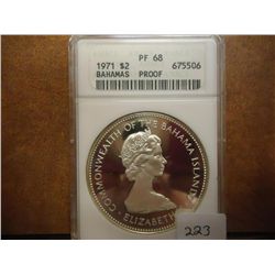 1971 BAHAMAS SILVER $2 ANACS PF68