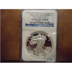 2011-W AMERICAN SILVER EAGLE NGC PF69 ULTRA CAMEO