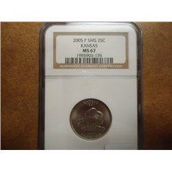 2005-P SMS KANSAS QUARTER NGC MS67