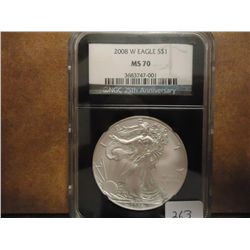 2008 -W AMERICAN SILVER EAGLE NGC MS70