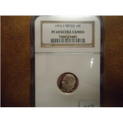 1992-S SILVER ROOSEVELT DIME NGC PF69 ULTRA CAMEO