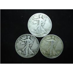 1935-S,39-S & 43-D WALKING LIBERTY HALF DOLLARS