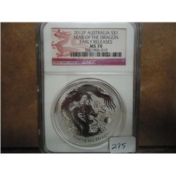 2012 AUSTRALIA SILVER DOLLAR YEAR OF THE DRAGON