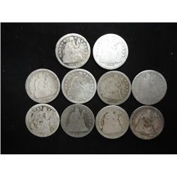 10 ASSORTED 1850'S SEATED LIBERTY DIMES