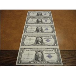 5-1957-B CONSECUTIVE SERIAL # $1 SILVER CERTS