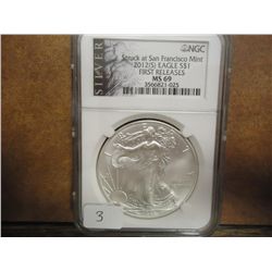 2012-S AMERICAN SILVER EAGLE NGC MS69 1ST RELEASES
