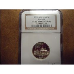 2000-S SILVER VIRGINIA QUARTER NGC PF69 ULTRA CAM