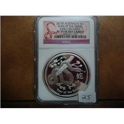 2013-P AUSTRALIA SILVER DOLLAR NGC PF70 ULTRA CAM