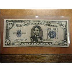 1934-A $5 SILVER CERTIFICATE BLUE SEAL
