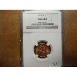 1954-S LINCOLN CENT NGC MS66RD