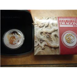 2012 AUSTRALIA LUNAR SILVER YEAR OF THE DRAGON $1
