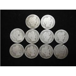 10 ASSORTED BARBER DIMES