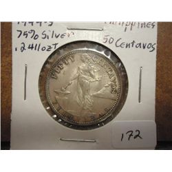 1944-S US/PHILIPINNES SILVER 50 CENTAVOS