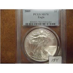 2009 AMERICAN SILVER EAGLE PCGS MS70