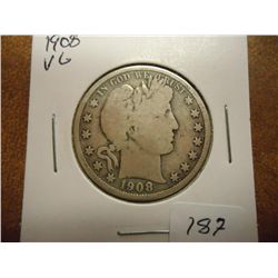 1908 BARBER HALF DOLLAR (VERY GOOD)