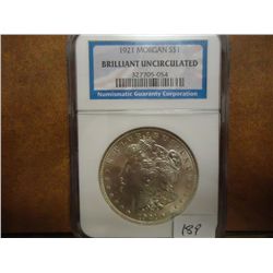 1921 MORGAN SILVER DOLLAR NGC BU