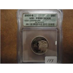 2000-S NEW HAMPSHIRE QUARTER ICG PR69 DCAM