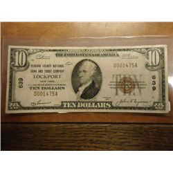 1929 TYPE I $10 NATIONAL CURRENCY NIAGARA COUNTY