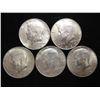 Image 1 : 5 ASSORTED 40% SILVER KENNEDY HALF DOLLARS