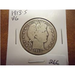 1913-S BARBER HALF DOLLAR (VERY GOOD)