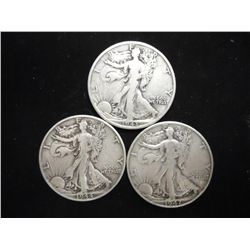 1943-S,44 & 47-D WALKING LIBERTY HALF DOLLARS