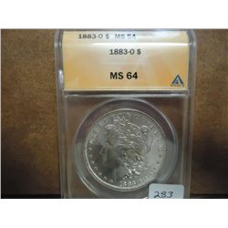 1883-O MORGAN SILVER DOLLAR ANACS MS64