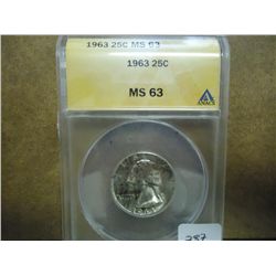 1963 WASHINGTON SILVER QUARTER ANACS MS63