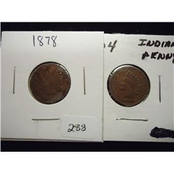 1878 & 1904 INDIAN HEAD CENTS