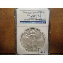 2013-S AMERICAN SILVER EAGLE NGC MS69