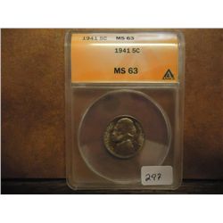 1941 JEFFERSON NICKEL ANACS MS63