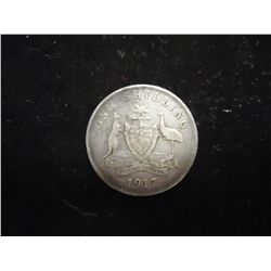 1917 AUSTRALIA SILVER SHILLING .1621 OZ. ASW
