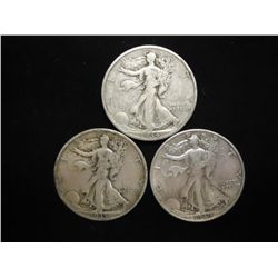 1934-D,35-S & 39 WALKING LIBERTY HALF DOLLARS