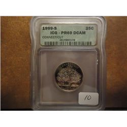 1999-S CONNECTICUT QUARTER ICG PR69 DCAM