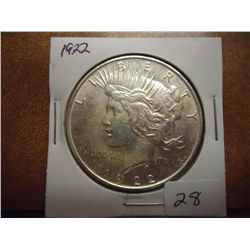 1922 PEACE SILVER DOLLAR UNC