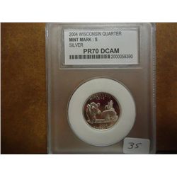 2004 SILVER WISCONSIN QUARTER PCC PR70 DCAM