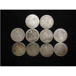 10 ASSORTED 1880'S SEATED LIBERTY DIMES