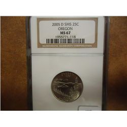 2005-D OREGON QUARTER NGC MS67