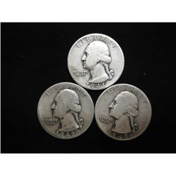 1941-D,42 & 45 WASHINGTON SILVER QUARTERS