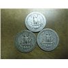 Image 2 : 1941-D,42 & 45 WASHINGTON SILVER QUARTERS