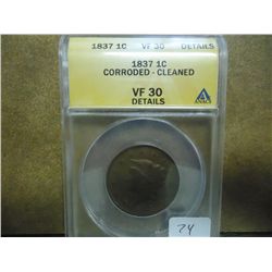 1837 US LARGE CENT ANACS VF30 DETAILS