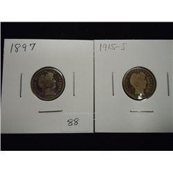 1897 & 1915-S BARBER DIMES