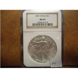 2001 AMERICAN SILVER EAGLE NGC MS69