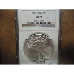 2008 AMERICAN SILVER EAGLE NGC MS70