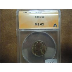 1941 JEFFERSON NICKEL ANACS MS62