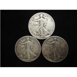 1936-D,37 & 38 WALKING LIBERTY HALF DOLLARS