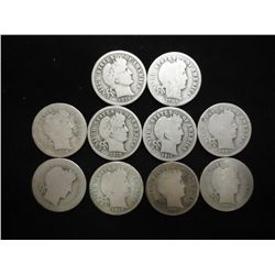 10 ASSORTED BARBER DIMES