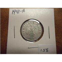 1941-A GERMAN 50 PFENNIGS WITH SWASTIKA