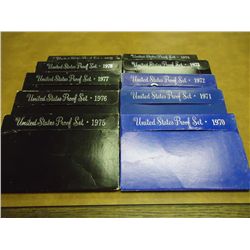 DECADE RUN OF 1970'S US PROOF SETS W/BOXES