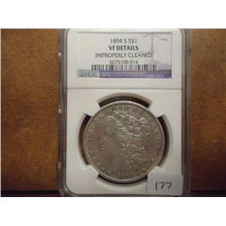 1894-S MORGAN SILVER DOLLAR NGC VF DETAILS
