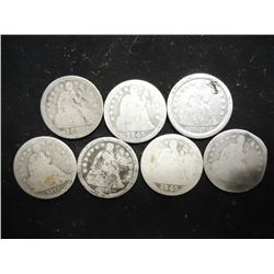 7 ASSORTED 1840'S SEATED LIBERTY DIMES
